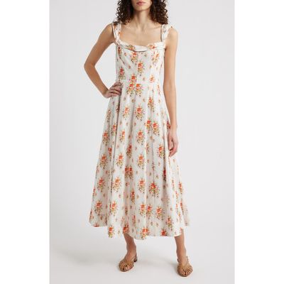 DÔEN DÔEN Clea Print Sleeveless Organic Cotton Maxi Dress