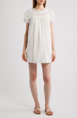 DÔEN DÔEN Daphne Lace Detail Organic Cotton Minidress