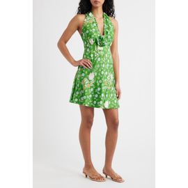 DÔEN DÔEN Mazarin Floral Silk Blend Halter Minidress