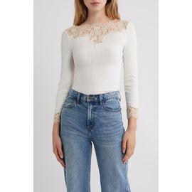 DÔEN DÔEN Riana Lace Trim Ribbed T-Shirt