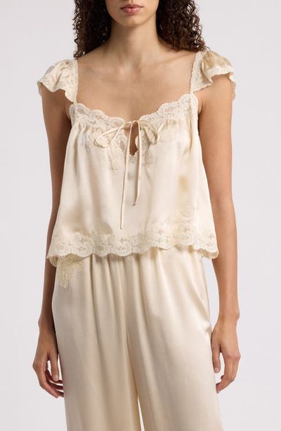 DÔEN DÔEN Rosalee Silk Top with Lace Trim