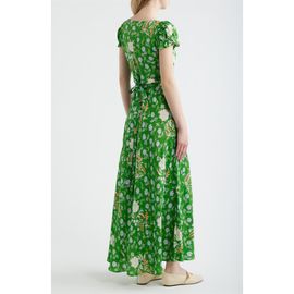 DÔEN DÔEN Valerine Print Ruffle Silk Blend Maxi Dress
