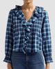DÔEN DÔEN Women's Hardy Ruffle-Trim Plaid Cotton Top - 5