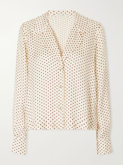 DÔEN Elene polka-dot silk-blend twill blouse