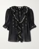 DÔEN Hettie lace-trimmed embroidered organic cotton-voile blouse - 1