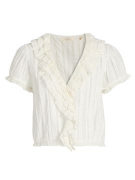 DÔEN Women's Bernadette Lace Ruffle Top