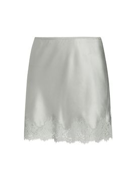 DÔEN Women's Giulietta Lace-Trim Silk Miniskirt