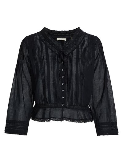 DÔEN Women's Hillock Lace-Trim Cotton Top