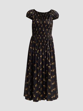 DÔEN Women's Quinley Cotton-Blend Floral Smocked Midi Dress