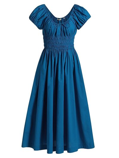 DÔEN Women's Quinn Cotton Shirred Midi-Dress