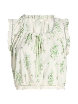 DÔEN Women's Traveler Botanical Ruffle Crop Top