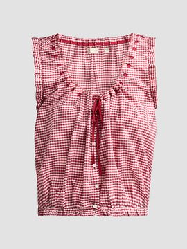 DÔEN Women's Traveler Gingham Tie-Front Top
