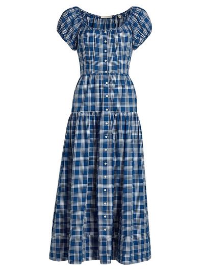 DÔEN Women's Valenne Plaid Button-Front Midi-Dress