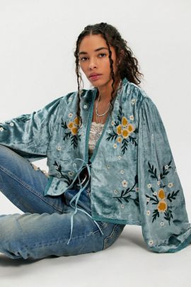 Denim And Bone Denim And Bone Embroidered Bed Jacket