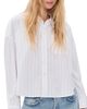 Denimist Denimist Bailey Cropped Button Down Shirt Light Blue Wide Pinstripe - 1