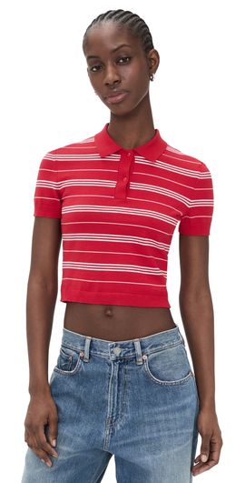 Denimist Denimist Shrunken Polo Sweater RED AND WHITE STRIPE