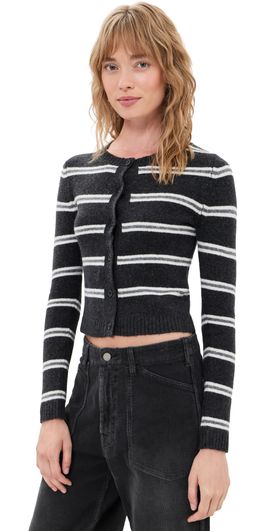 Denimist Denimist The Riley Cardigan Charcoal Ecru Grey Stripe