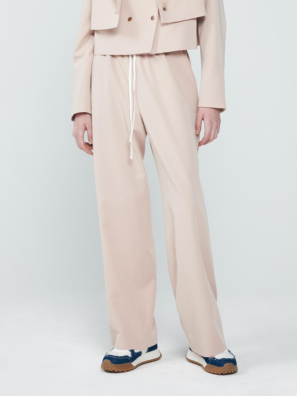 depasion Coloring semi-wide BANDING slacks (pink)