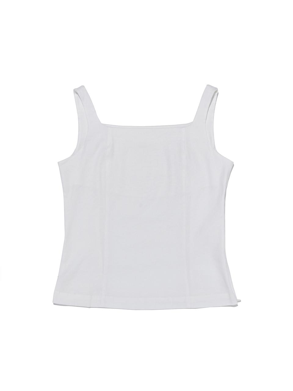 depasion Square Neck Ramie Linen Spandex Sleeveless (White)