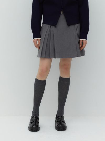 DEPOUND A Line Pleats Skirt (Gray)