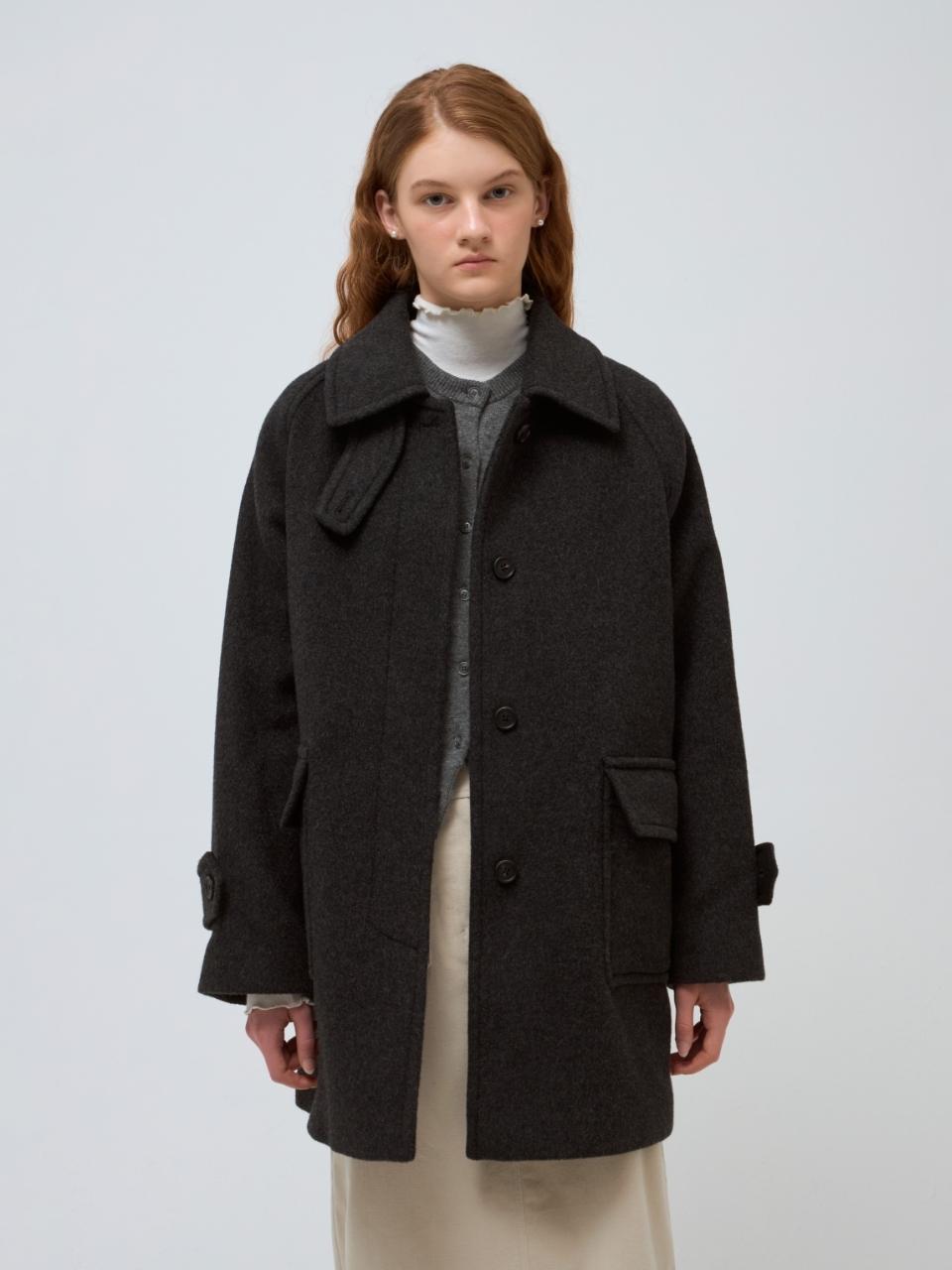DEPOUND balmacaan half coat - charcoal