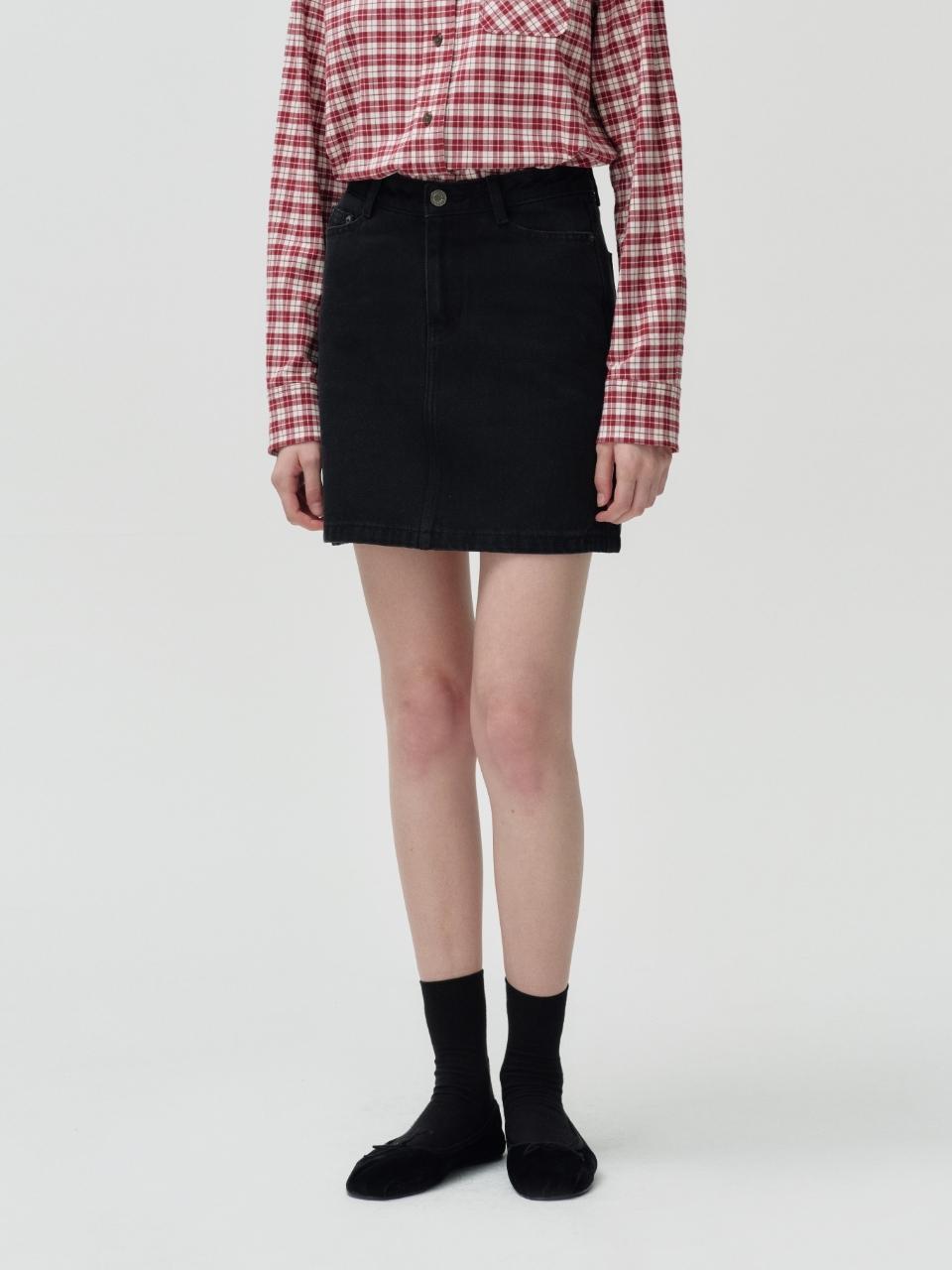 DEPOUND Basic Mini Denim Skirt [Black]