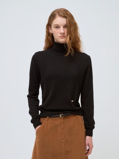 DEPOUND cable turtleneck knit - black