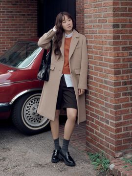 DEPOUND cashmere wool single coat - beige