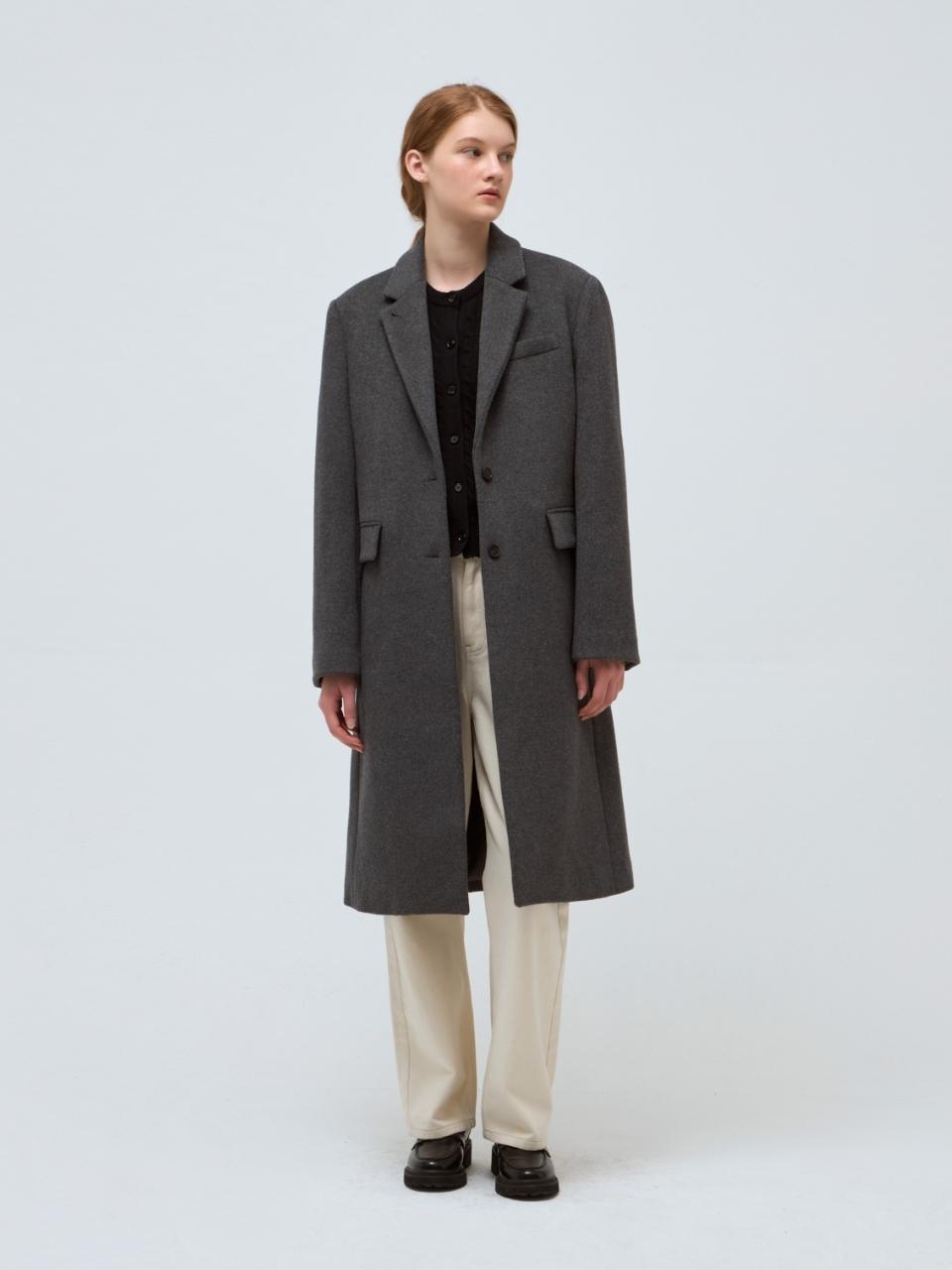 DEPOUND cashmere wool single coat - dark gray
