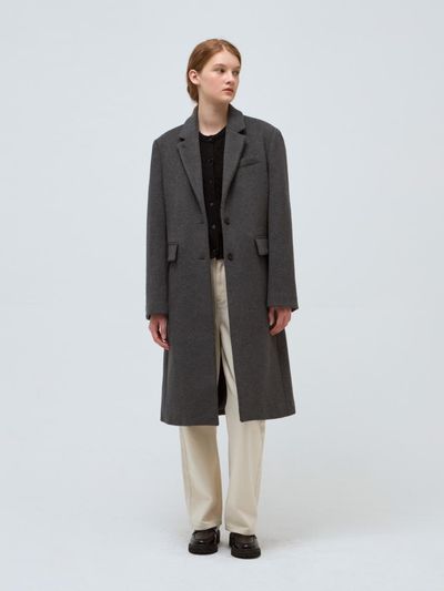 DEPOUND cashmere wool single coat - dark gray