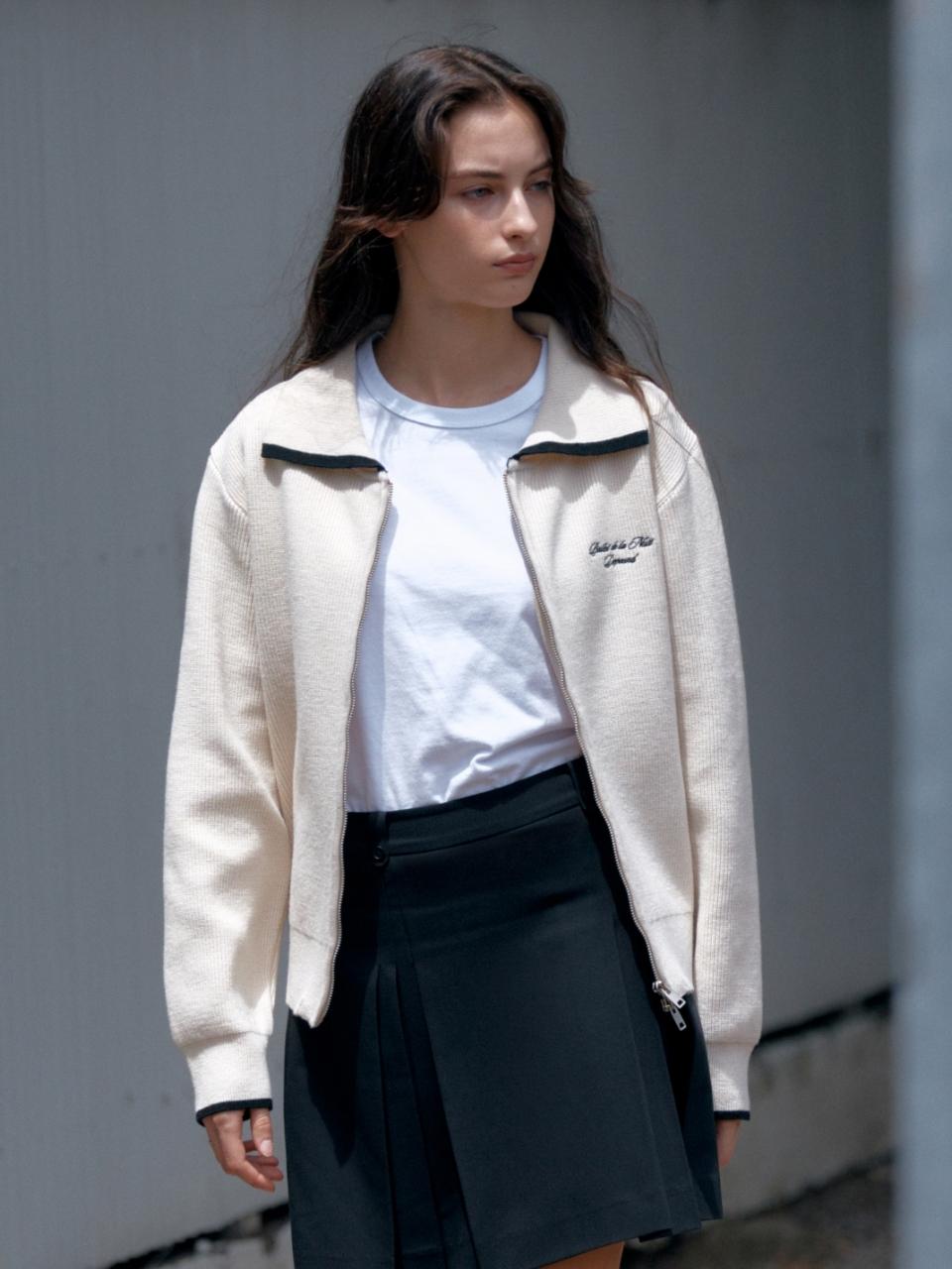 DEPOUND Collar Zip Up Cardigan