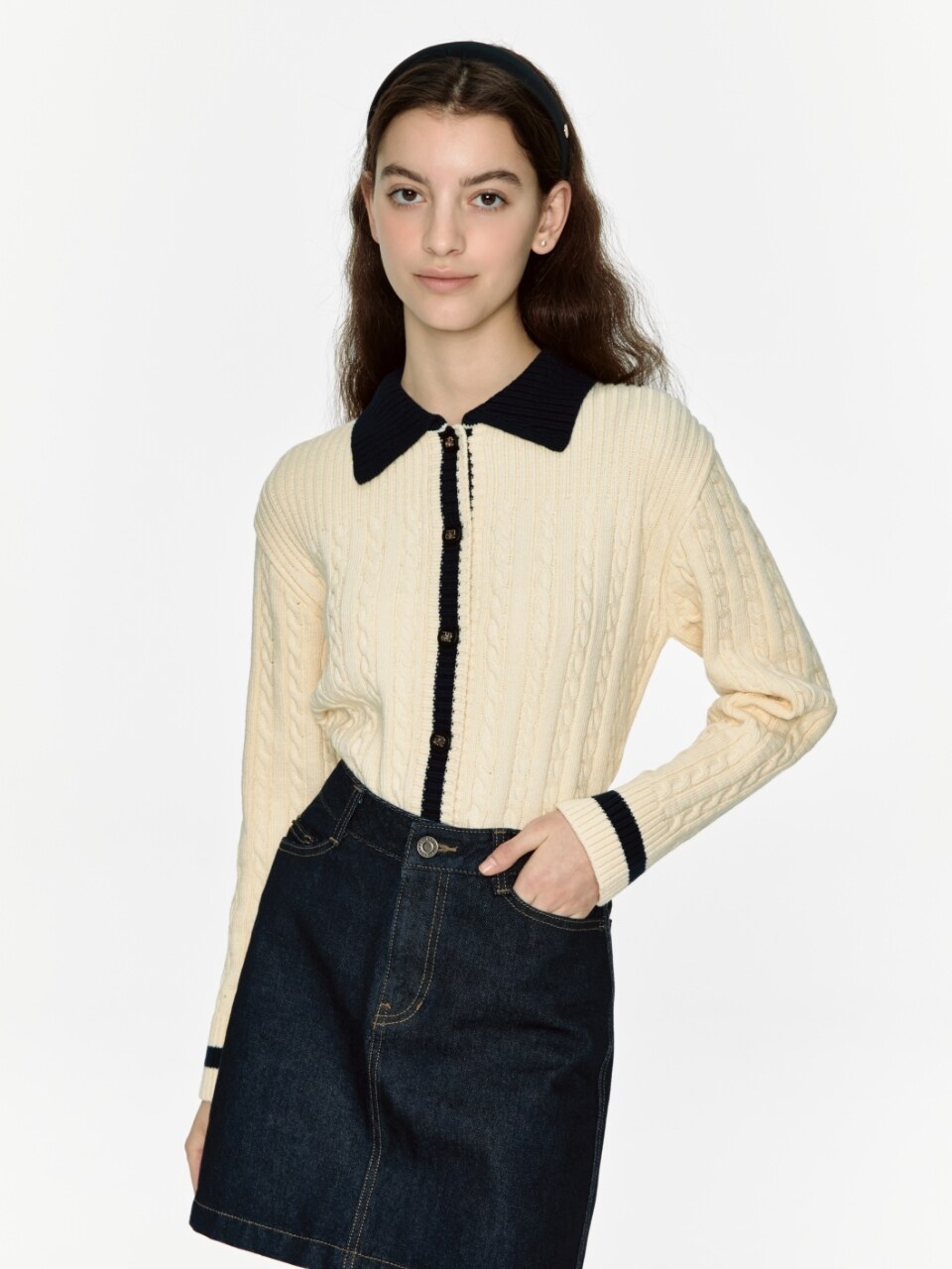 DEPOUND Color Cable Mix Cardigan