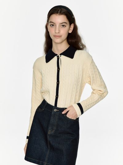 DEPOUND Color Cable Mix Cardigan