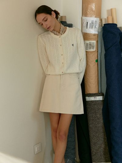 DEPOUND Denim Mini Skirt_Ecru