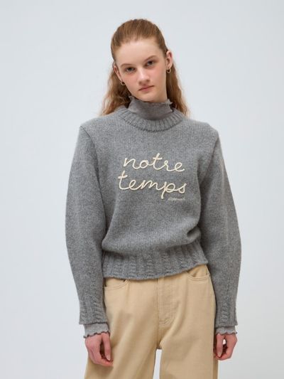 DEPOUND embrodiery fluffy pullover - melange gray