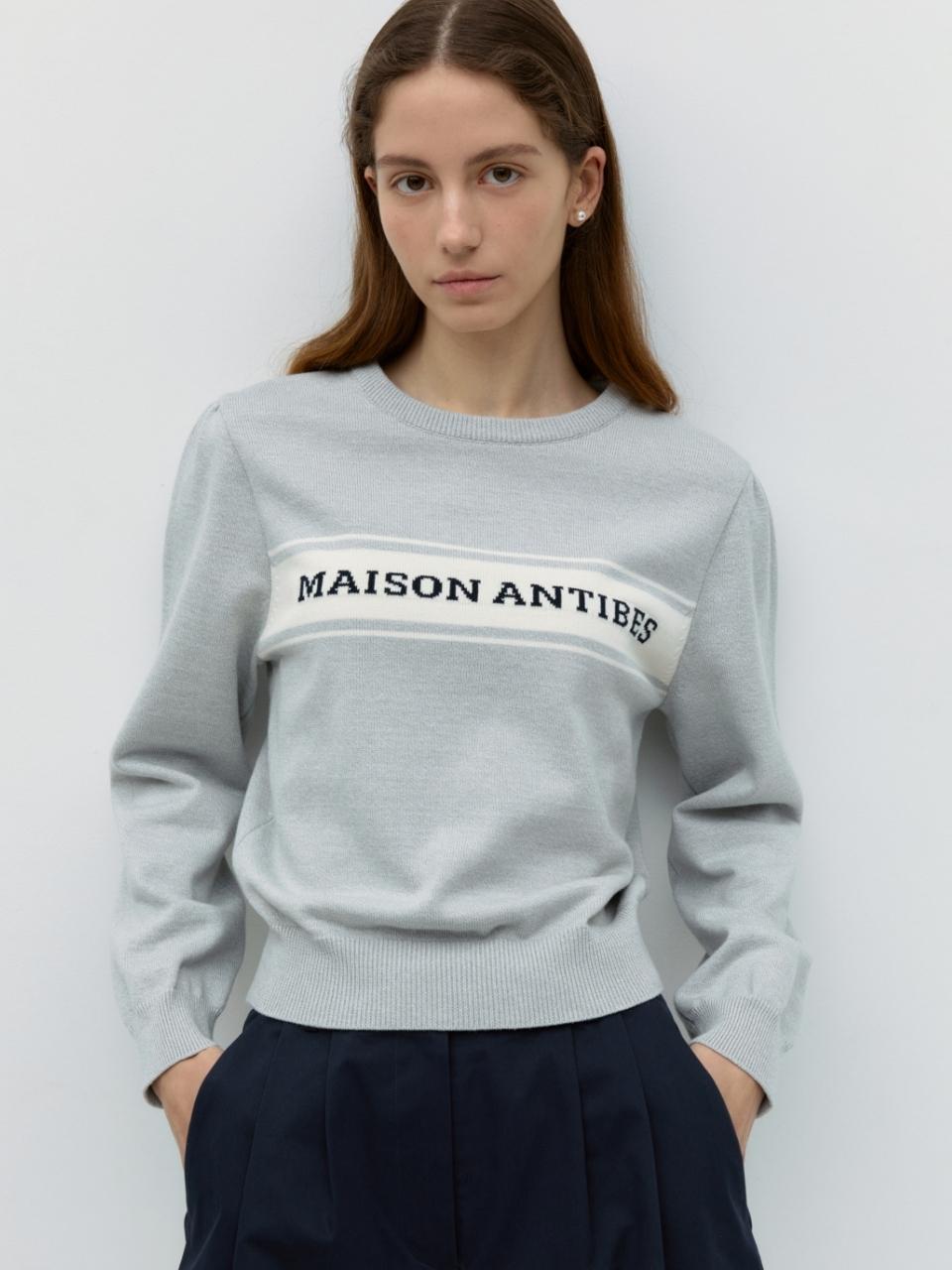 DEPOUND Front Graphic Long Sleeve Sweater - Gray