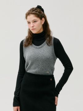 DEPOUND Glitter Knit Sleeveless Top [Gray]