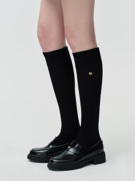 DEPOUND heart charm wool knee socks - black