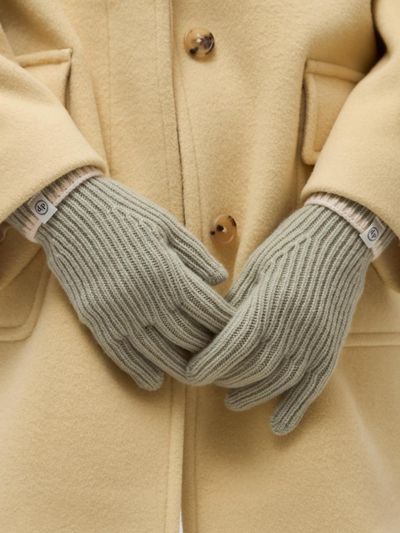 DEPOUND line knit gloves - smoke green