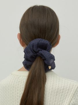DEPOUND Organza Charm Point Scrunchies_Navy