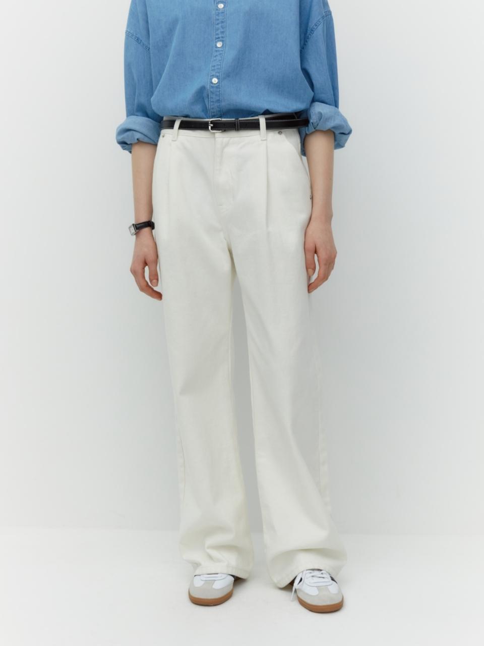 DEPOUND Pintuck Denim Pants (White)
