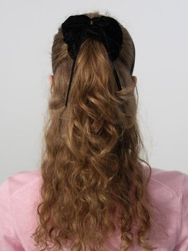 DEPOUND ribbon charm scrunchie (velvet) - black (M)