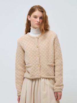 DEPOUND round neck short cardigan - light beige