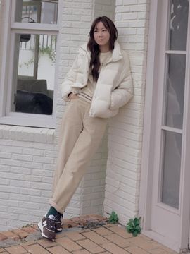 DEPOUND semi wide corduroy pants - beige