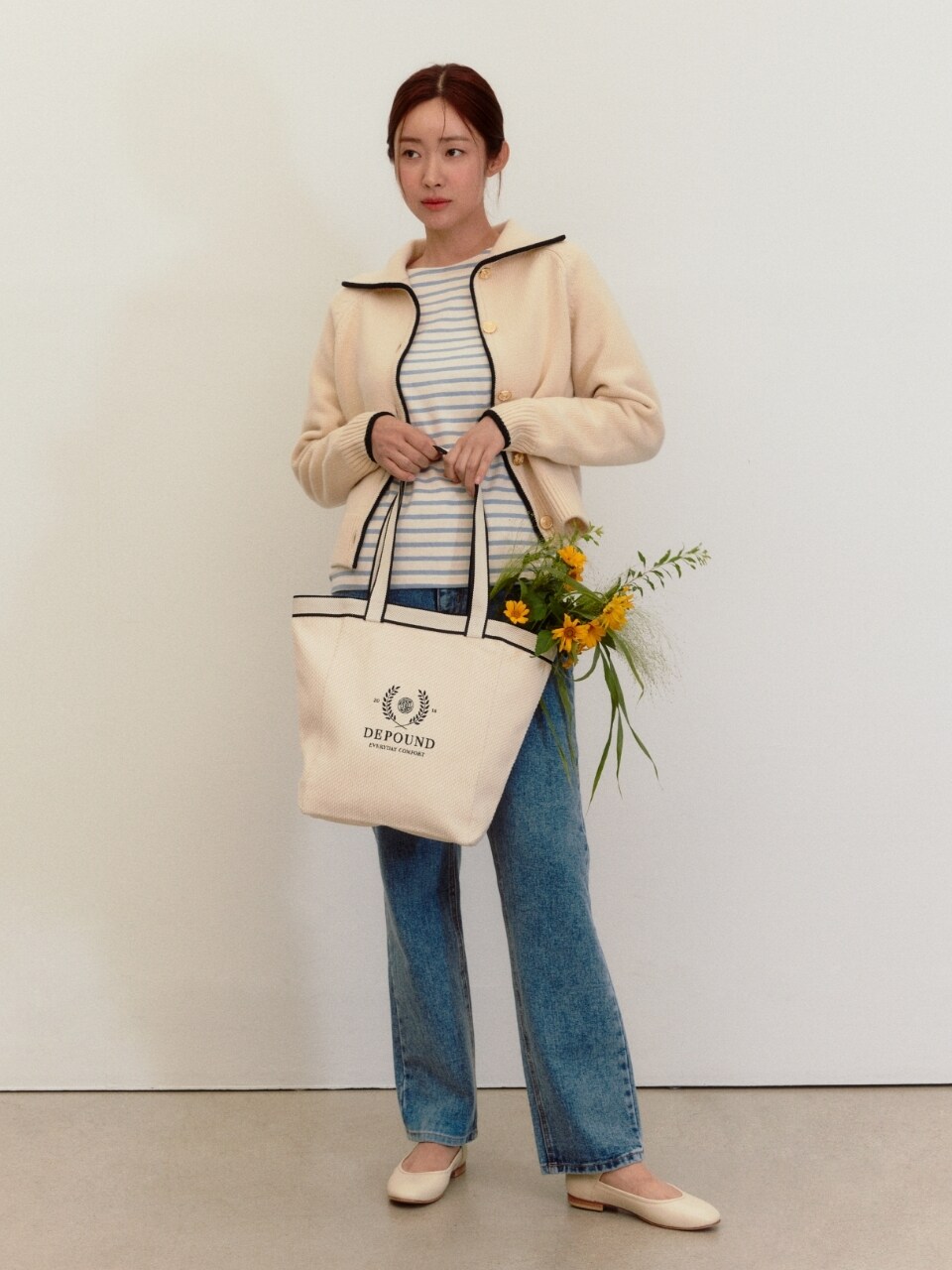 DEPOUND Slim Straight Denim Pants_Medium Blue