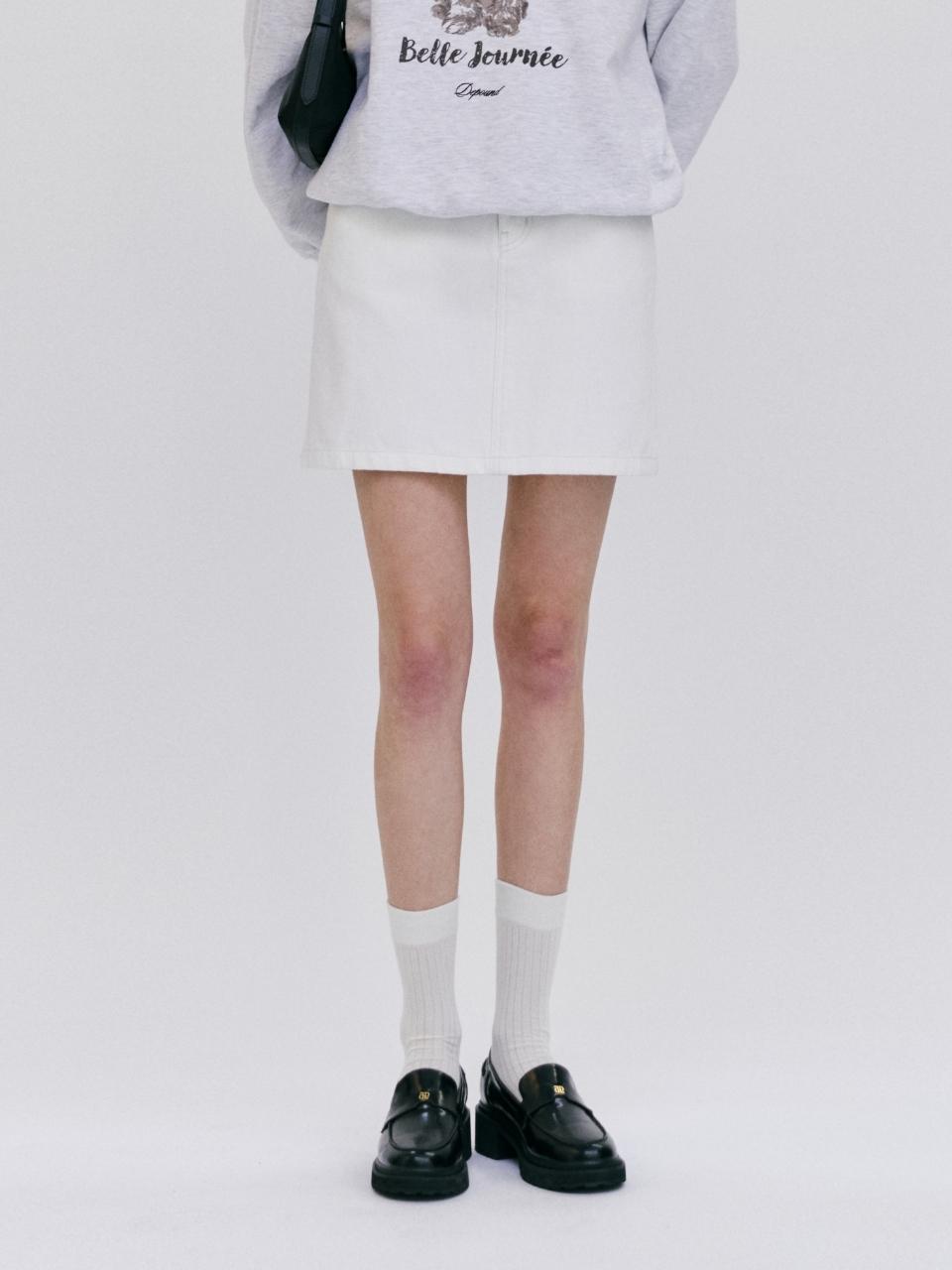 DEPOUND Standard H-Line Denim Mini Skirt [Beige]