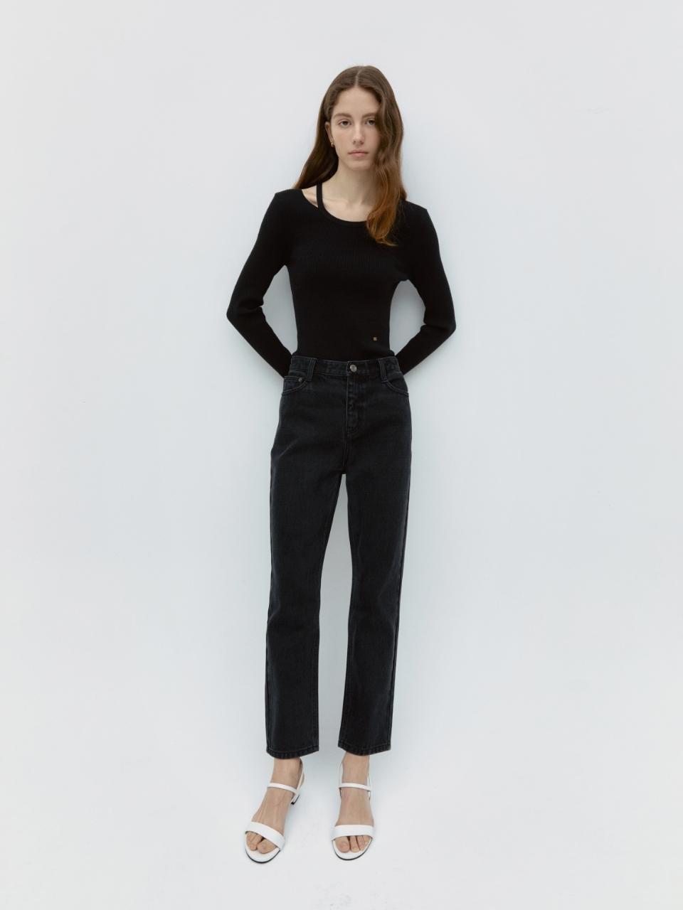 DEPOUND Strap Detail Knit Top - Black
