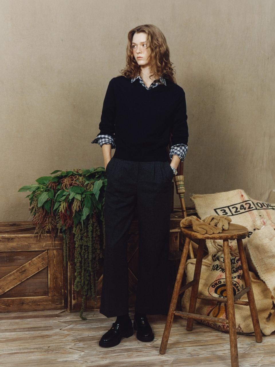 DEPOUND TR pintuck slacks - charcoal