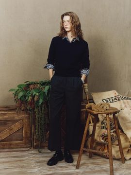 DEPOUND TR pintuck slacks - charcoal