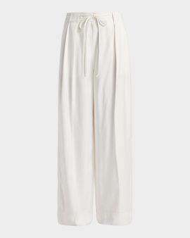 Derek Lam 10 Crosby Archer Twill Wide-Leg Self-Belt Pants
